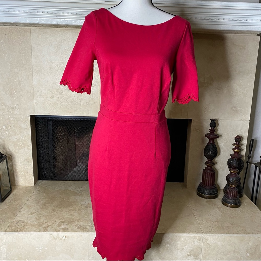Boden Emma Ponte Dress .Embroidered cuffs and hem give this pencil Dress… - Picture 3 of 16